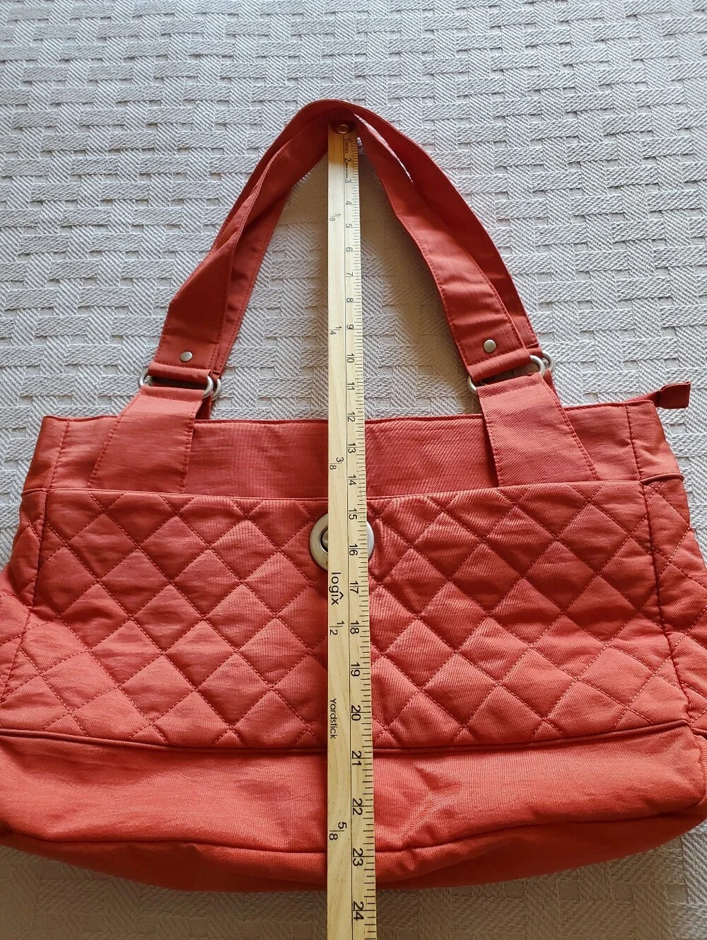 Baggallini Burnt Orange Coral Quilted Nylon Travel Tote Bag Shoulder Satchel